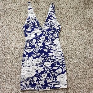 Blue and white floral dress